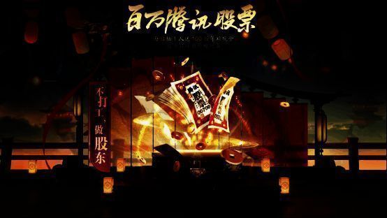 ‘百万股东计划’活动界面截图,展示腾讯股票抽奖机制与问影晶石奖励内容