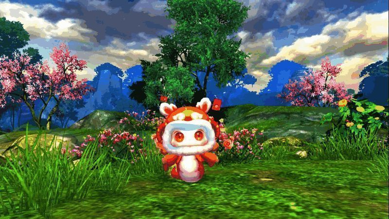 迎财神家具摆放效果图,红色财神像手持金元宝,喜气洋洋