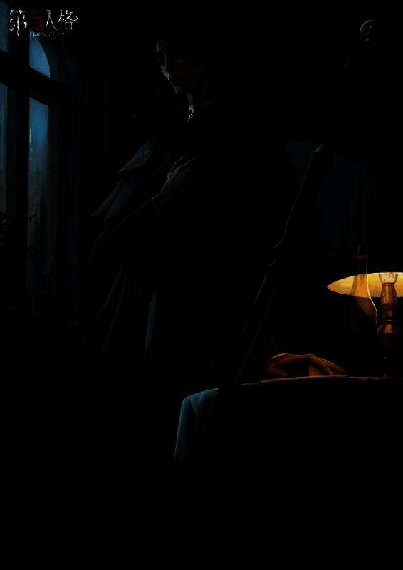 隐士-乡村牧师身穿黑色长袍，立于昏暗房间内，一手抚胸一手覆书，神情肃穆似在祷告