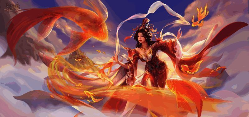 南华老仙皮肤展示，背景为水墨山水，人物周身流动金色符文与山河光影