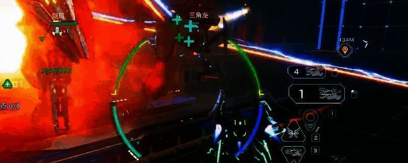 《解限机》中卢米纳尔机甲在战场中穿梭，围绕载具移动并释放治疗光效，成功为队友抵挡敌方火力