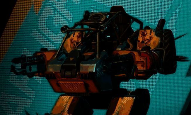 驾驶蜘蛛战车近距离开火，双持霰弹枪喷射出密集弹幕，前方敌人被范围伤害覆盖