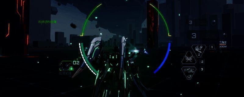 《解限机》中卢米纳尔机甲在战场中灵活穿梭，释放能量光束为队友提供治疗支援，机体设计轻盈且科技感十足