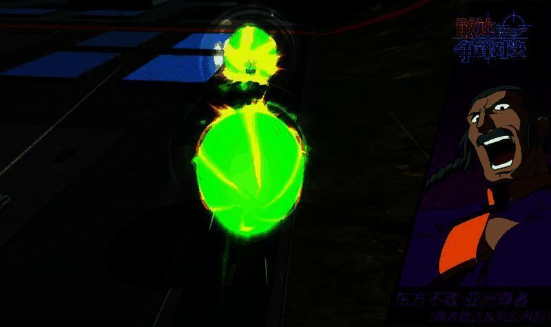 神敢达与尊者敢达联手冲撞，终点处龙卷风席卷全场