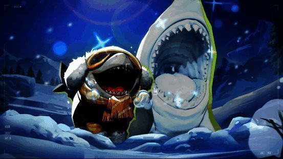 五位超级英雄身穿冰雪主题新制服的立绘展示,背景为飘雪的极地城市,光影细腻