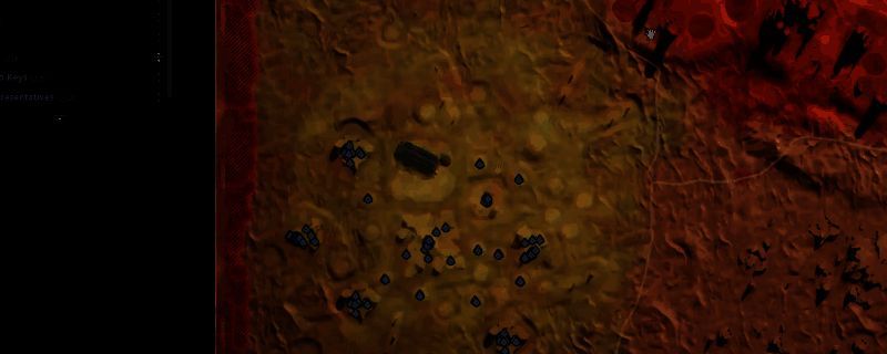 《沙丘：觉醒》中冥府区域的茉晶体矿脉实景图，晶体散发蓝色光芒，周围为荒芜辐射地貌