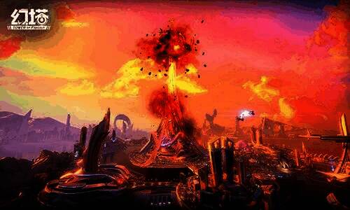 主角站在废墟之上仰望天空，背景是崩裂的城市与扭曲的时空裂缝，充满末世悲壮感