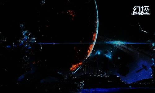 5.0版本PV截图，星空背景下一艘巨型飞船缓缓驶向未知空间站