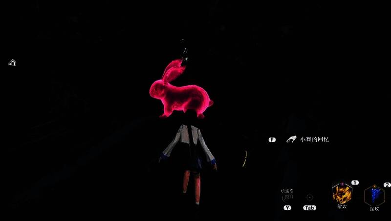 玩家角色在火山区域跳跃至熔岩平台，脚下泛起红色伤害警示圈