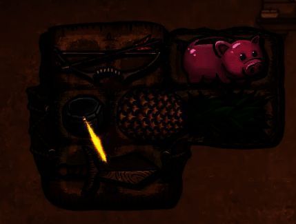 背包界面中两个物品间出现蓝色连接线，提示可合成