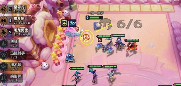 游戏内回合界面显示3-2阶段成功合成法师转职，玩家准备锁定阵容