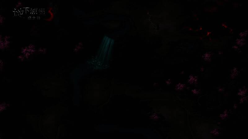 桃花源地图场景，角色穿行于盛开的桃林与古朴村落之间，远处青山碧水如画