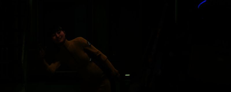 NPC小雨站在雾气弥漫的荒原中，神情静谧地望向主角，背景是《死亡搁浅2》标志性的末世景观