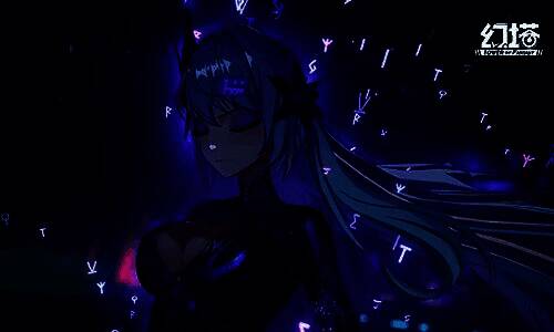 奈美西斯·裂空角色立绘，银发少女身着科技感战衣，眼神深邃，背景为数据流构成的空间