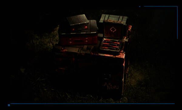 玩家靠近弹药箱时出现交互提示，周围环绕音符特效