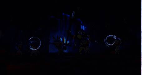 卡尼曼勇士内卡利站在荒野中,背景是阴森的哥布林巢穴入口,气氛紧张而神秘