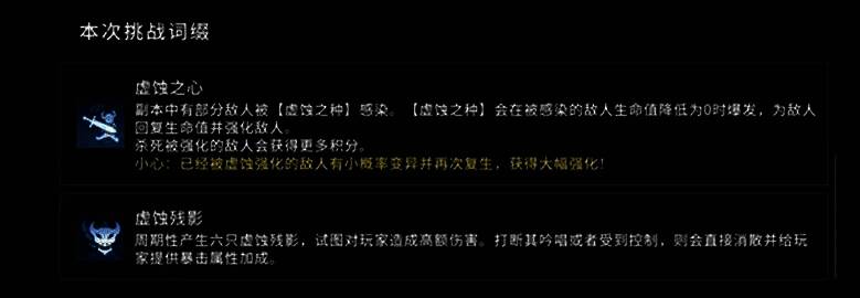 游戏界面显示当前副本词缀,如‘敌人数量增加’‘我方防御下降’等文字提示