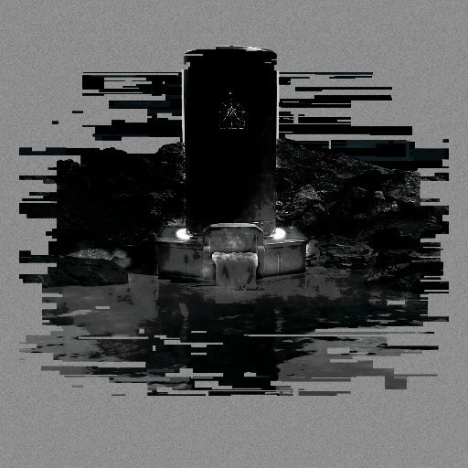 玩家角色头上扣着桶站在温泉边，画面呈现轻微扭曲特效，暗示即将发生传送或意识转移的剧情