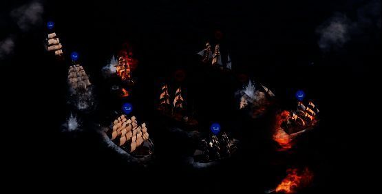 风帆舰队在海面上列阵航行,展现古典海战的战术美感