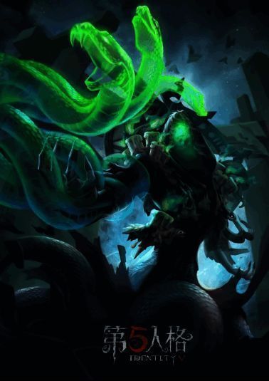 黄衣之主-死灵师时装展示，黑色长袍与荧绿巨蟒营造恐怖氛围