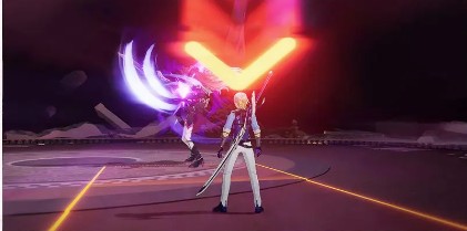 战斗场景俯视角：守护职业开启金色护盾特效，虚蚀蒂娜长枪直指其胸口，周围三名队友呈三角站位提供支援