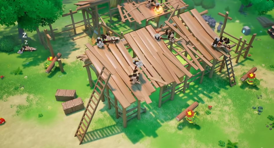 玩家在基地内升级研究所,背景显示多个资源建筑正在高效运作