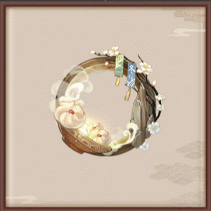 动态头像框「薄雪凭阑」效果演示：头像框边缘呈半透明冰棱状，中央飘落细雪与旋转梅花，点击后水面倒影泛起同心圆涟漪，并伴随清越风铃音效