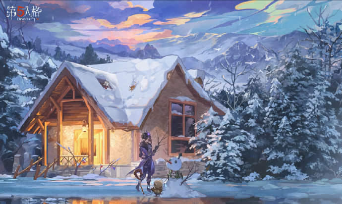 襄阳吾悦广场立冬活动主舞台实景图:银白霜色调背景板上浮雕式呈现《第五人格》庄园剪影与‘立冬’篆体字,现场人流如织,氛围温暖而神秘