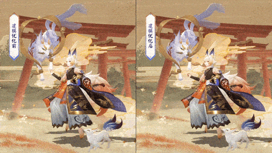 玩家点触交互动图：手指划过小白头顶瞬间，两侧竖立狐耳同步轻微抖动，毛发纹理清晰可见，光影随耳廓弧度自然流动