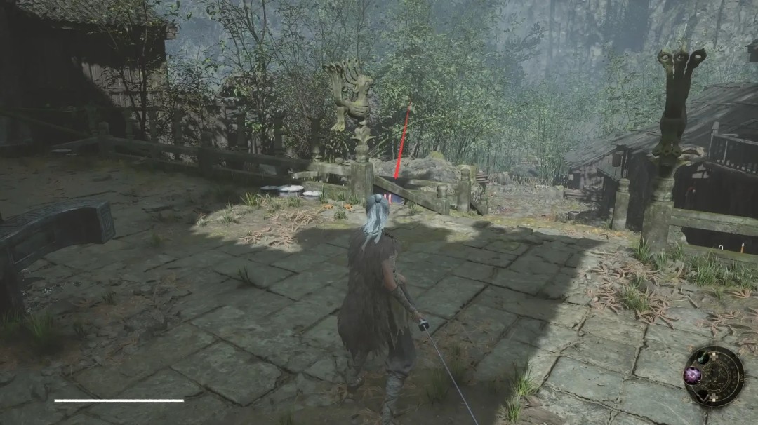 角色半跪于地宫青砖之上，双手交叠置于额前，前方蓝光石像泛起涟漪状光晕，地面浮现金色符文