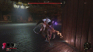 GIF动图演示：角色连续三次施展上挑，每次命中后Boss身体短暂僵直并微微上浮，角色同步接出三段平A，最后一击伴随羽毛飘散特效与血条明显下降